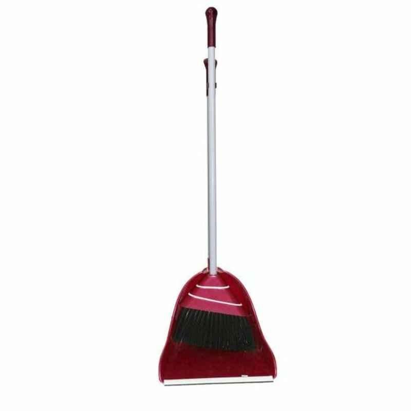 Moonlight Long Handle Dust Pan With Broom, 53123, 54cm, Red