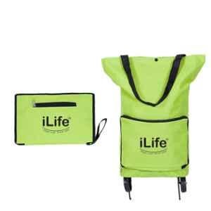 iLife Green Reusable Collapsible Folding Shopping Bag with Wheels