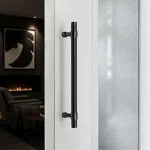 Plantex 12 inch Main Door Handle/304 Grade Stainless Steel Handle for Door/Black Pull-Push Handle for Home/Office/3 Years Warranty (APS-150, Black)