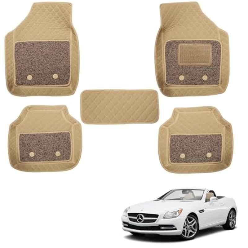 Kozdiko 5 Pcs Waterproof & Luxury 7D Beige Leatherette Car Floor Mats Set for Mercedes Benz SLK Class