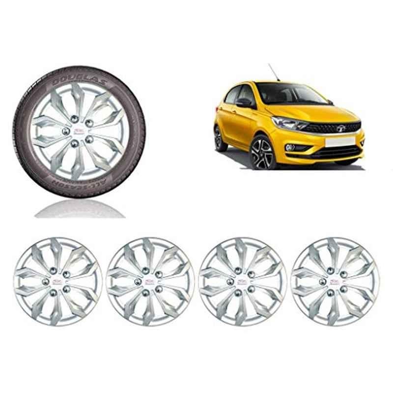 Auto Pearl 4 Pcs 13 inch ABS Silver Car Wheel Cover Set for TATA Tiago 2020