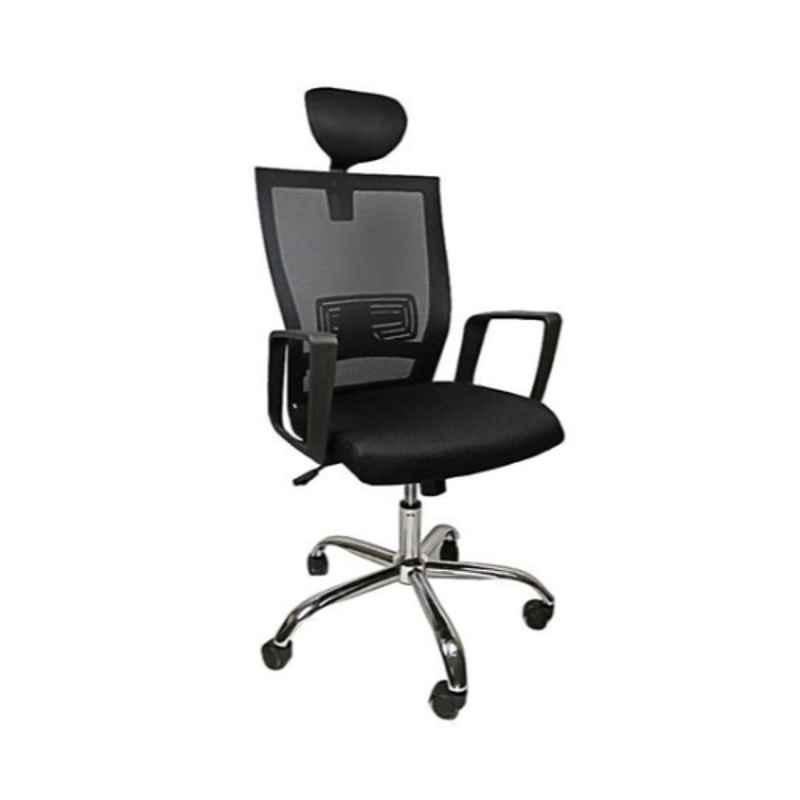 130x50x50cm Stainless Steel Black Office Chair
