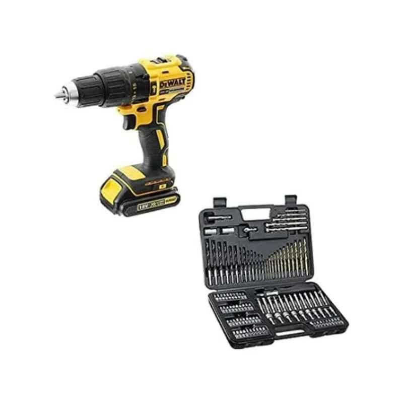 Dewalt Compact Cordless Hammer Drill with 109 Pcs Mixed Accessories Drilling & Driving Set, DCD778S2EBIT-GB