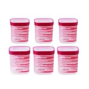 Trueware 6 Pcs Pink Eco Storage Printed Plastic Container Set, Capacity: 750ml & 1000ml