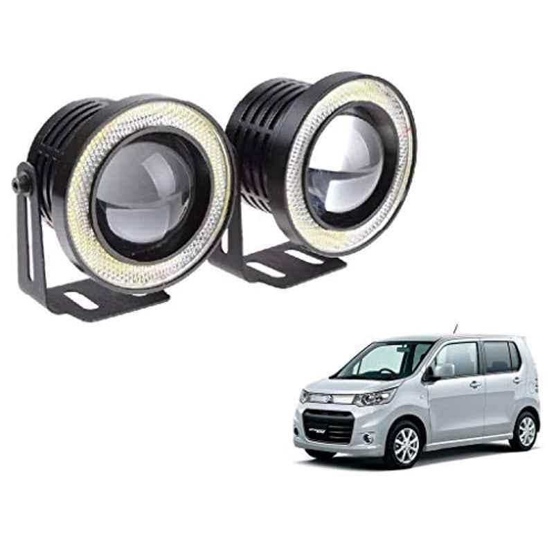 Kozdiko 2 Pcs 15W 3.5 inch High Power White LED Projector COB Fog Light Set with White Angel Eye Ring for Maruti Suzuki WagonR Stingray, koz_72503