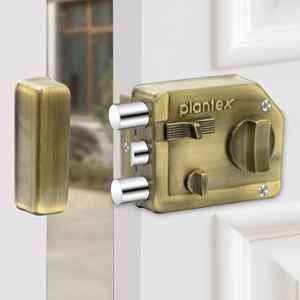 Plantex Heavy Duty Rim Locks for Main Door/Tri Bolt Lock for Main Door with 4 Keys/Suitable for Inside Opening Wooden Door Antique Brass