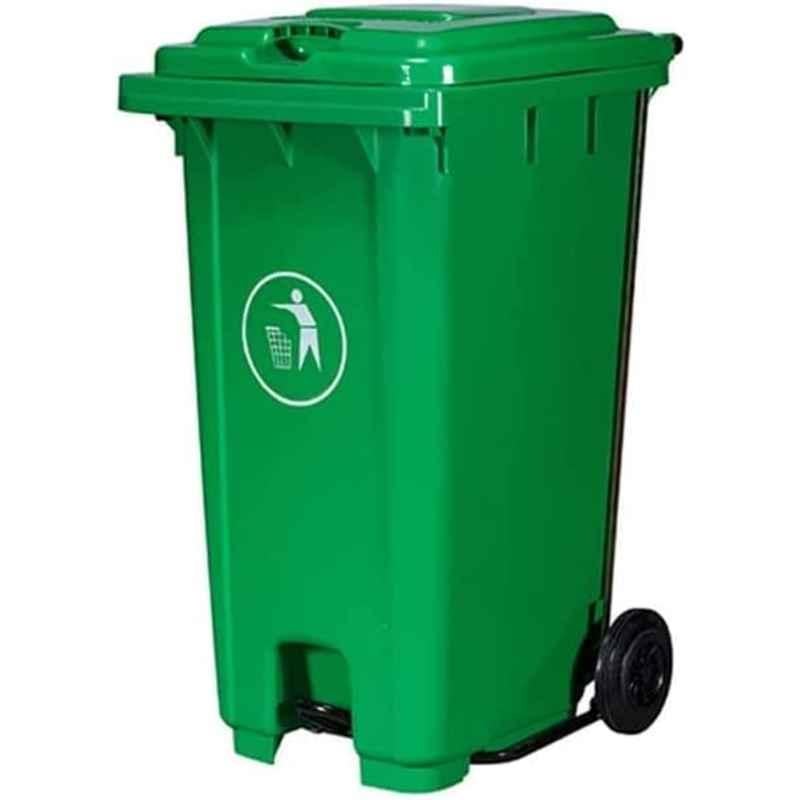 Abbasali 240L Green Pedal Recycling Outdoor Trash Bin with Lid