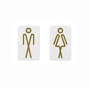 SUNSIGNS 2 Pcs 2.5x4 inch Acrylic White Toilet Signage Board Set for Gents & Ladies Washroom, HV-RTAL-DNO6