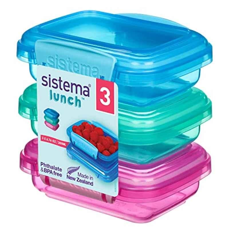 Sistema 0.2L Plastic Assorted Food Storage Containers, 41524 (Pack of 3)