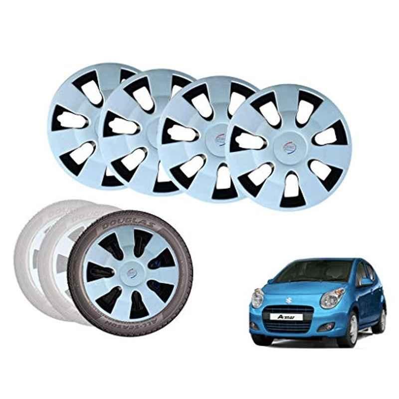 Auto Pearl 13 inch ABS Silver & Black Car Hubcap Wheel Cover with Retention Ring Set for AStar