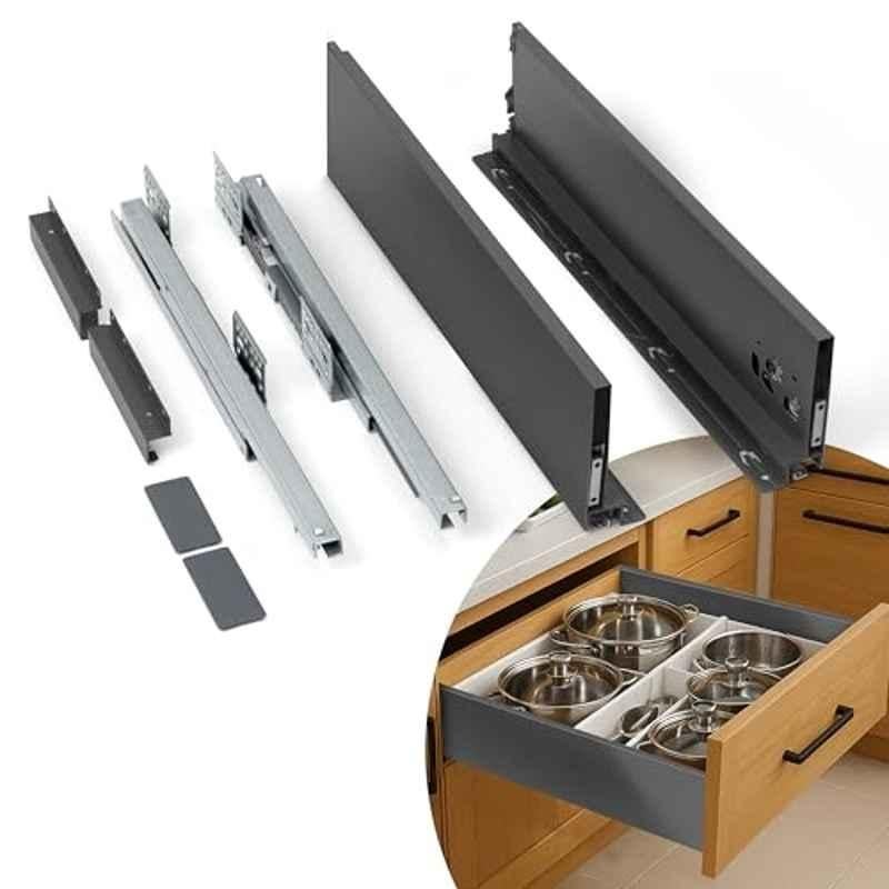 Plantex 20 x 6 inch Grey Tandem Box Drawer for Kitchen/Soft Close Tandem Box for Modular Kitchen/Tandem Basket/Load Capacity Upto 45 Kg