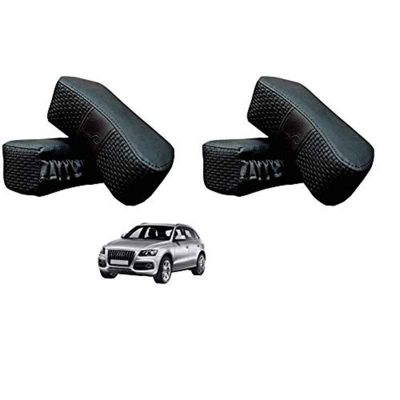 Kozdiko 4 Pcs CV Designer Black Leatherite Neck Rest Car Cushion Pillow Set for Audi Q5