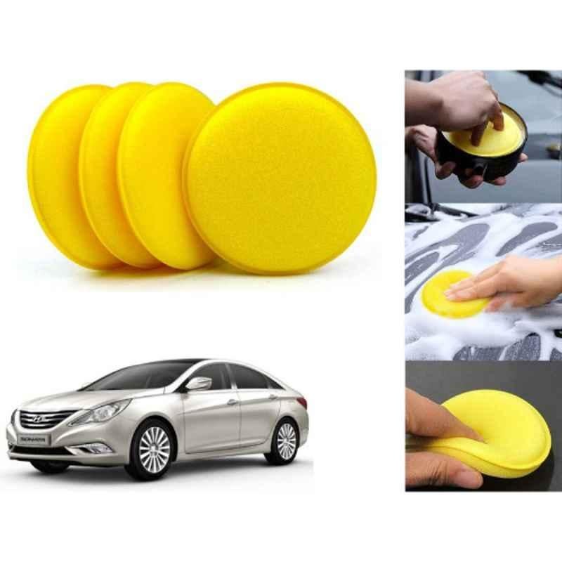 Auto Pearl Polyurethane Beige Washing & Waxing Polish Foam Sponge for Sonata Embera (Pack of 4)