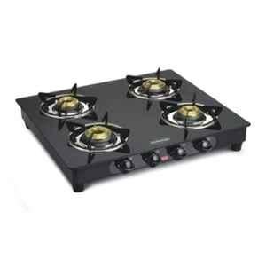 Padmini 4 Burner Stainless Steel Black Automatic Ignition Glass Top Gas Stove, 4BR CS-4 GT Shine Auto