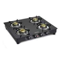 Padmini 4 Burner Stainless Steel Black Automatic Ignition Glass Top Gas Stove, 4BR CS-4 GT Shine Auto