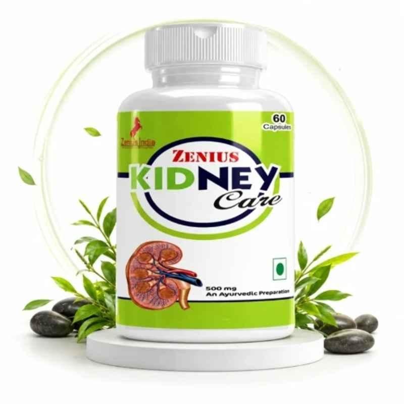 Zenius India 60 Pcs Kidney Care Capsule with Kalmi Shora, Ajwain, Sonth, Pipal, Kali Mirch & Nagarmotha for Kidney Detox & Helps in Removing Kidney Stones