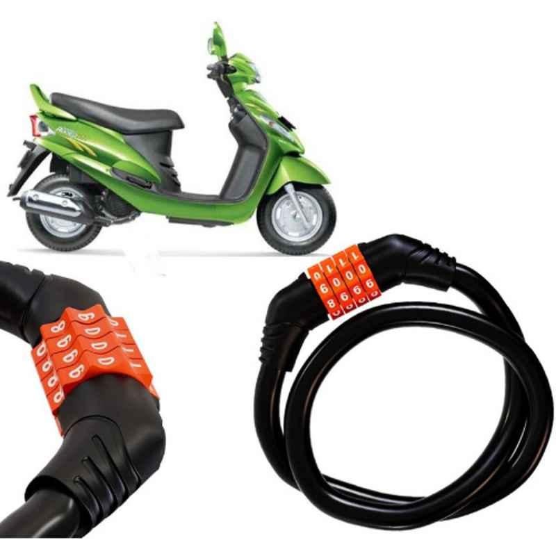 Auto Pearl Black & Orange 4 Digit Anti-Theft Combination Number Lock for Rodeo UZO