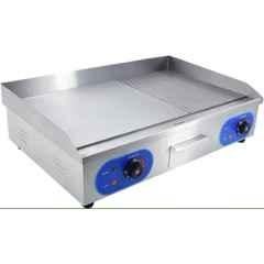 Khushi Udyog 3000W Stainless Steel Silver Electric Half Flat Half Grooved Griddle Plate