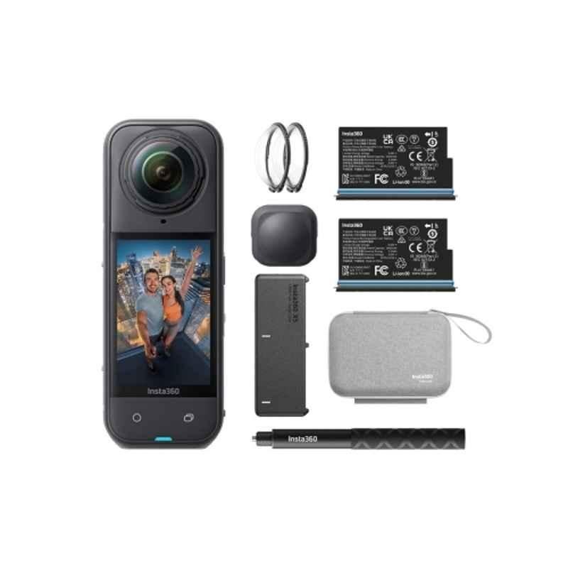 Insta360 X5 Black Waterproof 8K 360deg Action Camera with Leading Low Light, Invisible Selfie Stick Effect, Rugged & Replaceable Lens