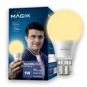 Magik Maximo Plus 9W 3000K B22 Warm White LED Bulb (Pack of 10), LUMAP009W4145E10