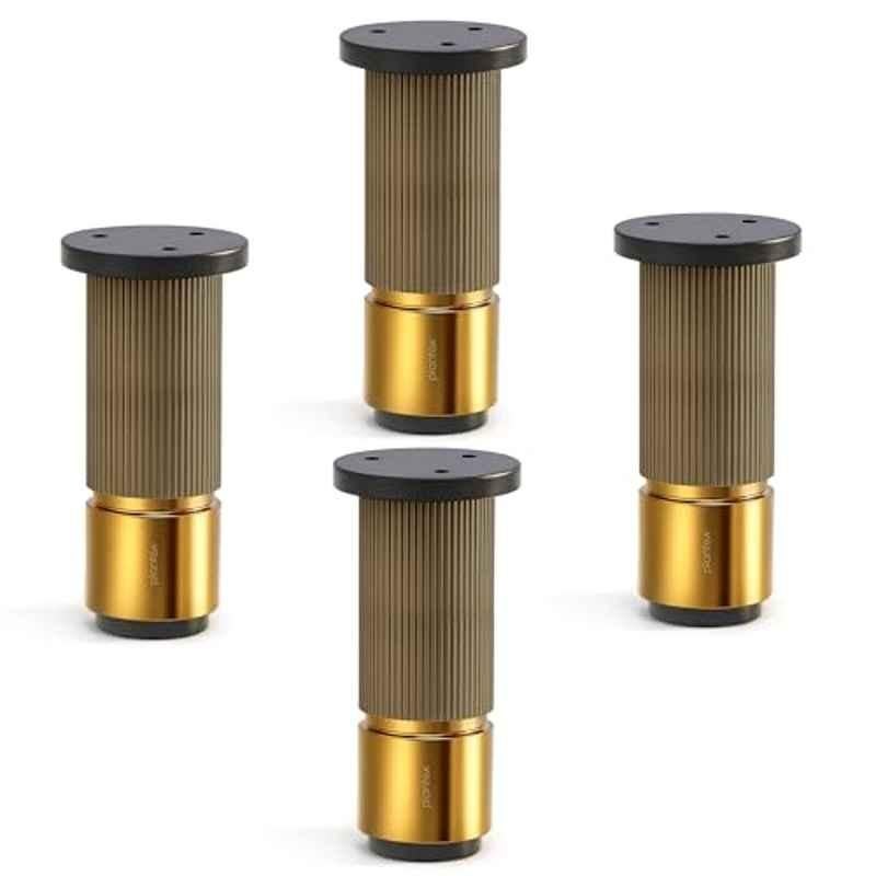 Plantex 4 inch Aluminium Antique Brass & Gold Sofa Legs with Rubber Grip, DTS-77 (Pack of 4)
