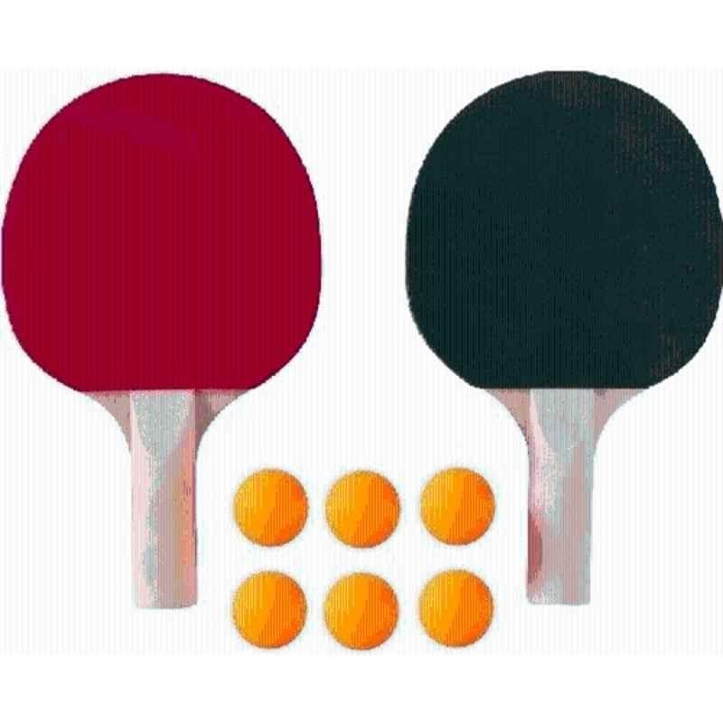 Forgesy 250g Red & Black Table Tennis Racquet Set with 6 Pcs Orange Table Tennis Ball