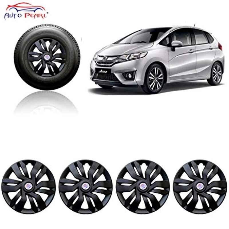 Auto Pearl 4 Pcs 15 inch Black Press Fitting Wheel Cover Set for Honda Jazz