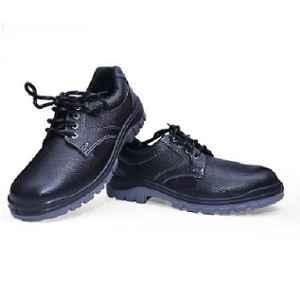 Leather Craft Coogar Leather Steel Toe Black Work Safety Shoes, Size: 7