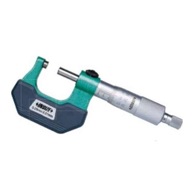 Insize Outside Micrometer for Left and Right Hand, Painted Frame, Range: 0-25 mm, 3236-25B