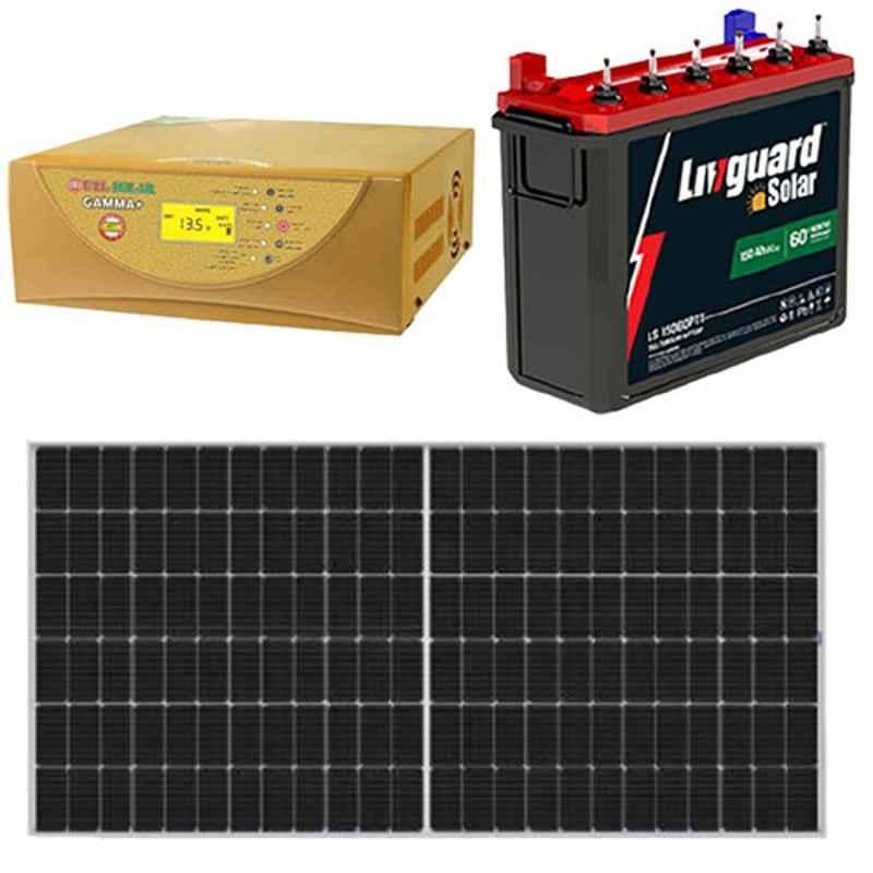 UTS 1kVA 12V Pure Sine Wave Solar Inverter with Livguard 200Ah Solar Battery & Luminous 445W Mono PERC Solar Panel Combo