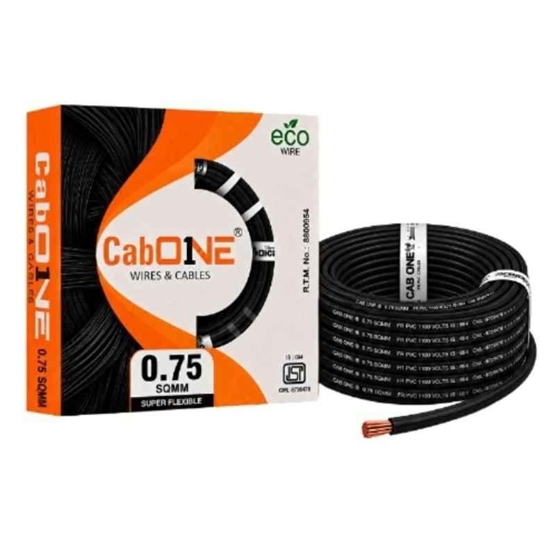 CabONE 0.75Sqmm Black FR PVC Multistrand CCA Electrical Wire, CabONE002, Length: 90 m