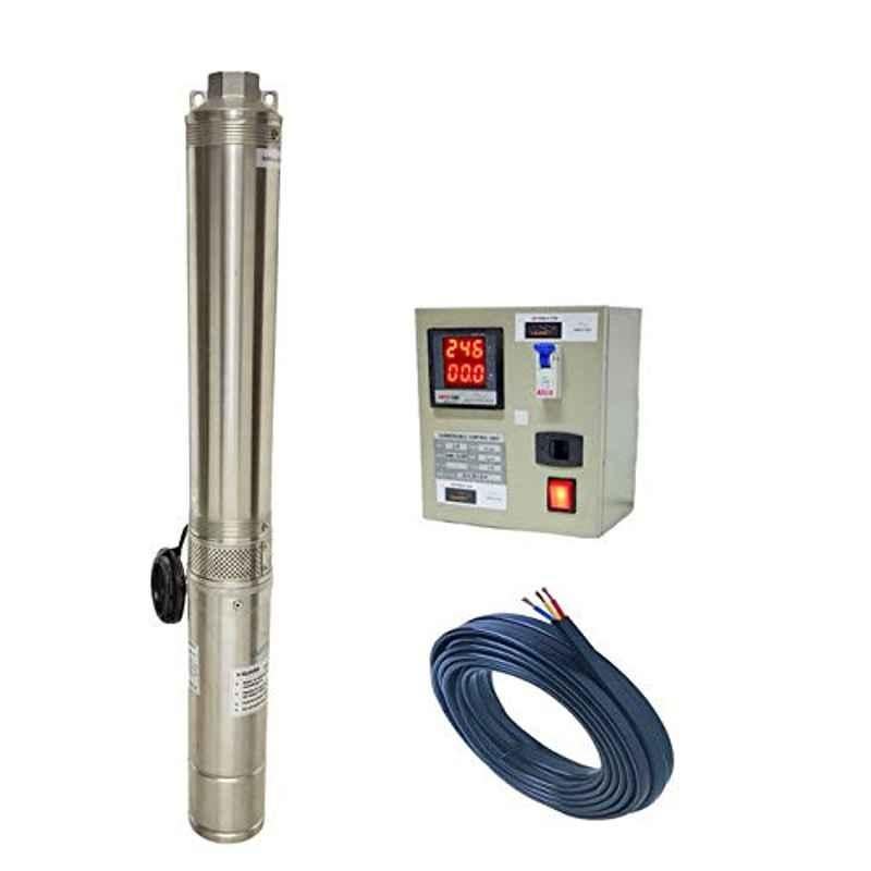 V Guard NOVA- OT0110 1HP Stainless Steel Single Phase Submersible Pump with Digital Control Panel & 40m Cable