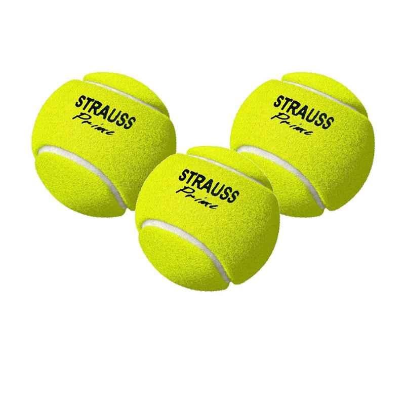 Strauss Yellow Rubber Light Weight Cricket Tennis Ball, ST-1548 (Pack of 3)