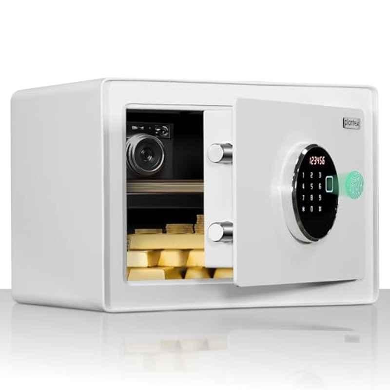 Plantex 23 Litre Metal White Biometric Safe Locker for Home with Touch Screen Display & Dual Code Access Master & Emergency Key, APS-E9101E