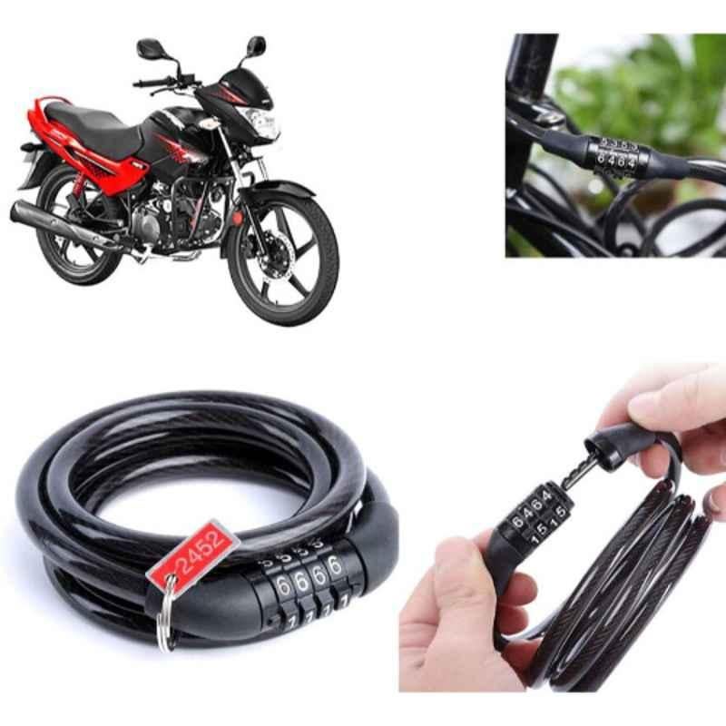 Auto Pearl PVC & Plastic Black Combination Cable Lock for Glamour Programmed FI BS6, 646