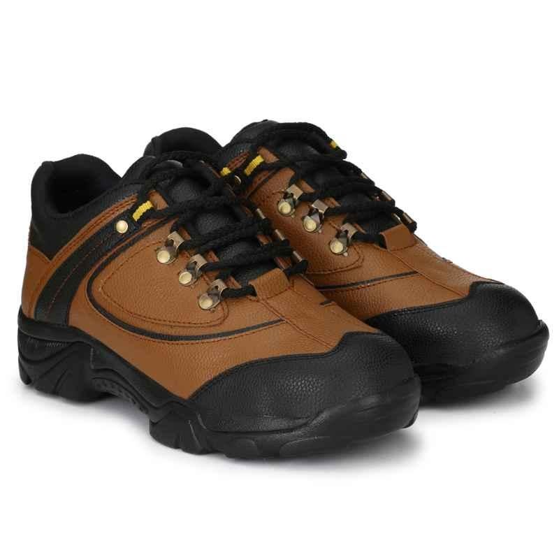 Manslam MLM08 Tan Steel Toe Work Safety Shoes, Size: 10