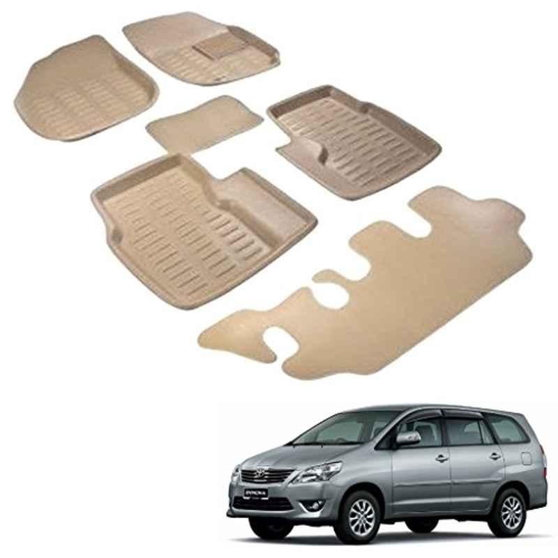 Kozdiko 6 Pcs 3D Beige Car Floor Mat Set for Toyota Innova, koz_21890