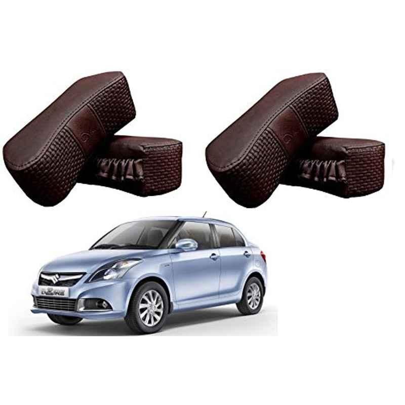 Kozdiko 4 Pcs CV Designer Cola Leatherite Neck Rest Car Cushion Pillow Set for Maruti Suzuki Swift Dzire Type-2 2011-2017