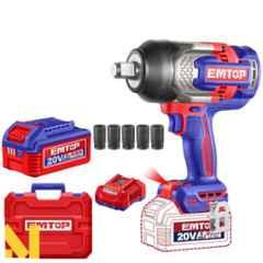 EMTOP 10 Pcs 20V 5Ah 1050Nm Cordless Impact Wrench, ECIWL20105
