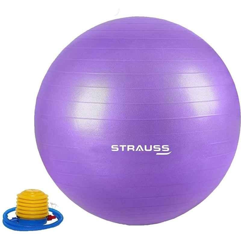 Strauss 65cm Purple PVC Anti Burst Gym Ball with Foot Pump, ST-1334