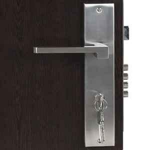Handle Waala LB306 10 inch 60mm Stainless Steel Silver Cylindrical Plate Both Side Key Mortise Door Lock Set