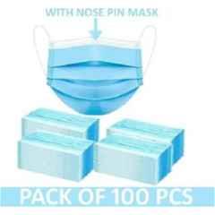 Wellstar 3 Layer Pharmaceutical Breathable Blue Surgical Face Mask with Nose Pin & Unbreakable Earloop, MM-13 (Pack of 100)