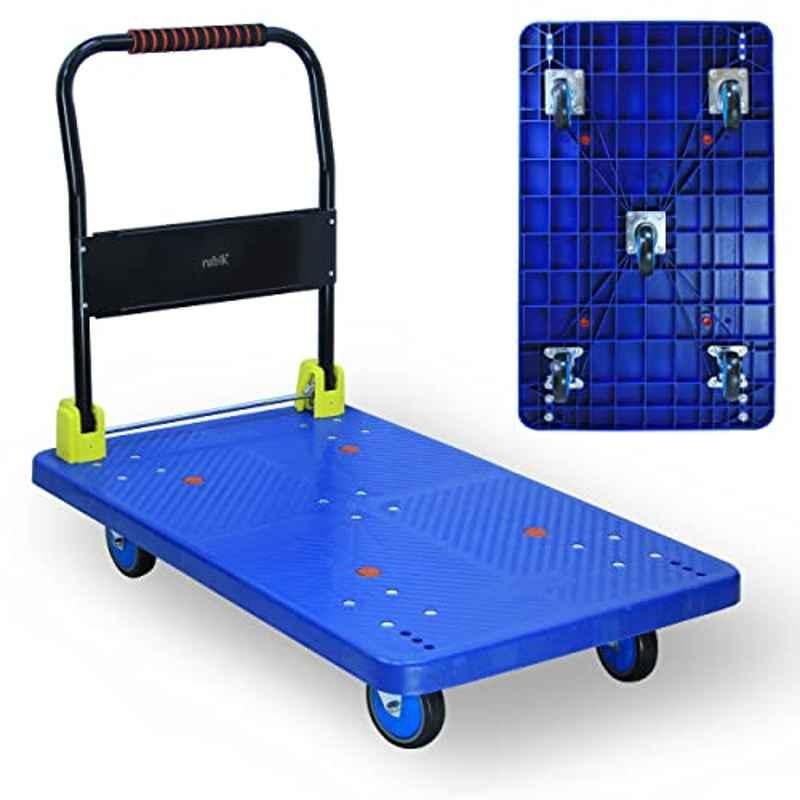 Rubik 104x62cm PVC Black & Blue Platform Flatbed Trolley, RBPT600kg -BLB