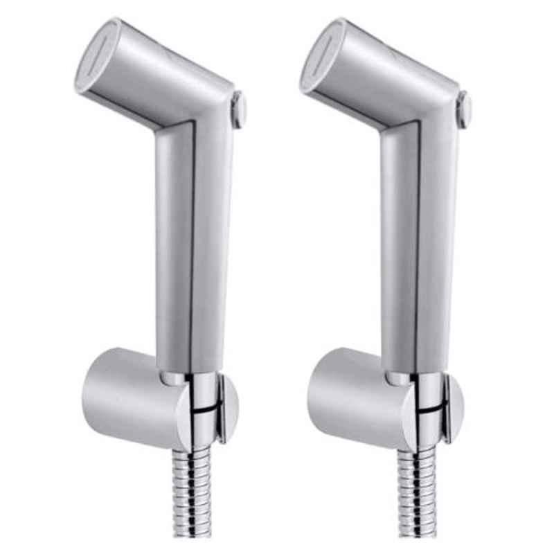 Joyway Slider Plastic Chrome Finish Silver Health Faucet with 1m Flexible Tube & Wall Hook (Pack of 2)