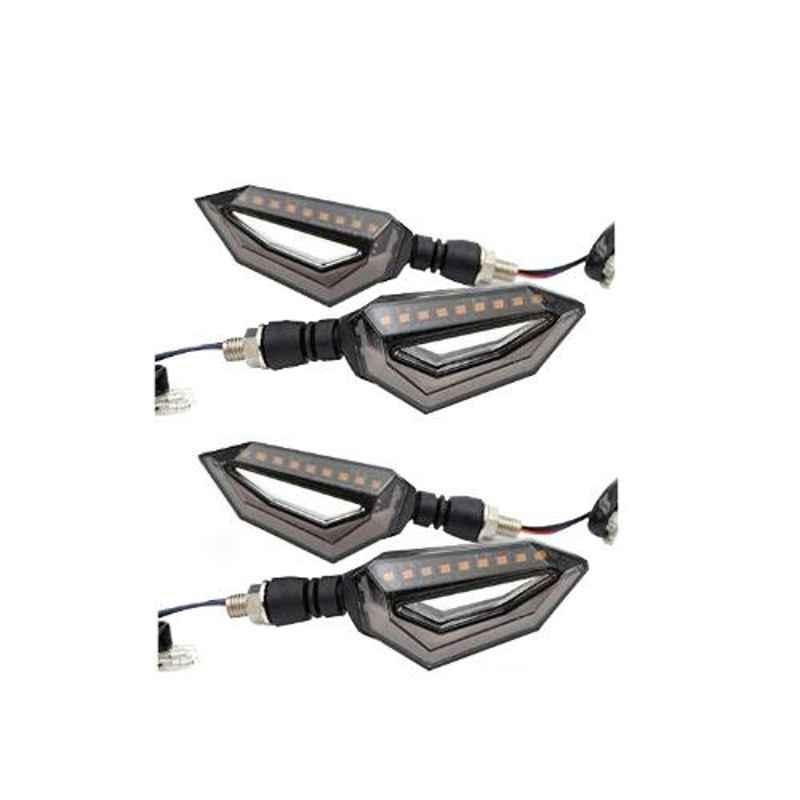 Ramanta 4 Pcs ABS Plastic Yellow Front & Rear LED Indicators Light Set for Honda Universal Bike
