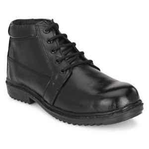 ArmaDuro AD1007 Leather Steel Toe Black Work Safety Shoes, Size: 9