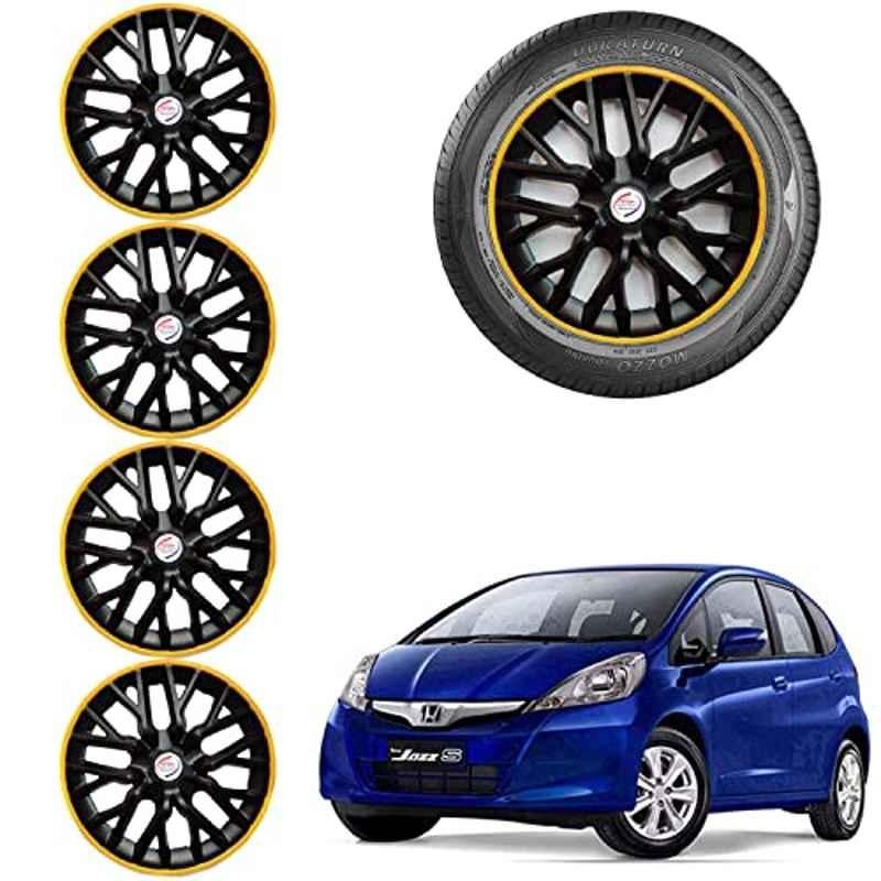Auto Pearl 4 Pcs 14 inch ABS Black & Yellow Car Wheel Cover Set for Honda Jazz E