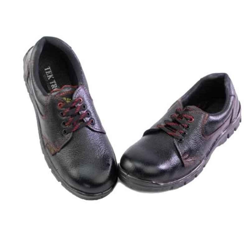 Tek-Tron MT-FUCT-ETD2 Rock Plus Leather Steel Toe Black Work Safety Shoes, Size: 5