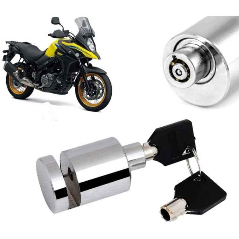 Auto Pearl Stainless Steel Silver Heavy Duty Anti Theft Motorcycle Disc Brake Lock, Lock-432