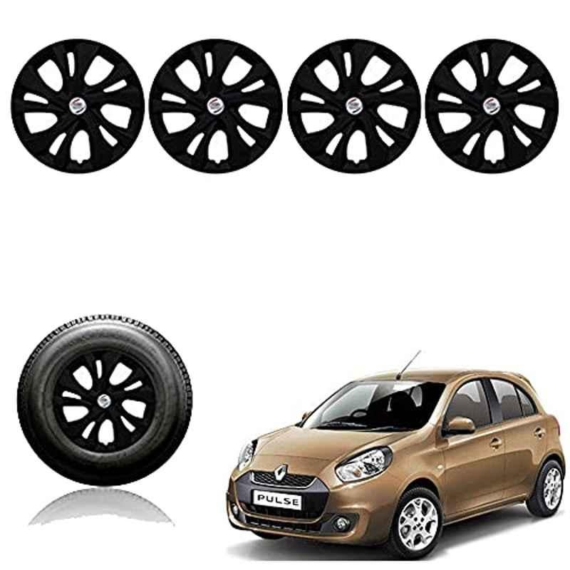Auto Pearl 4 Pcs 14 inch Plastic Black Press Fitting Wheel Cover Set for Renault Pulse